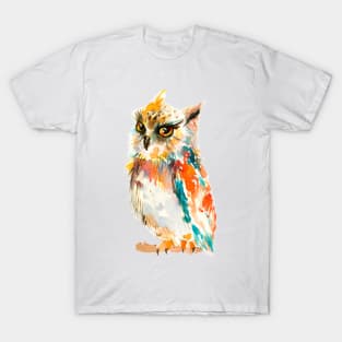 Watercolor Colorful Owl T-Shirt